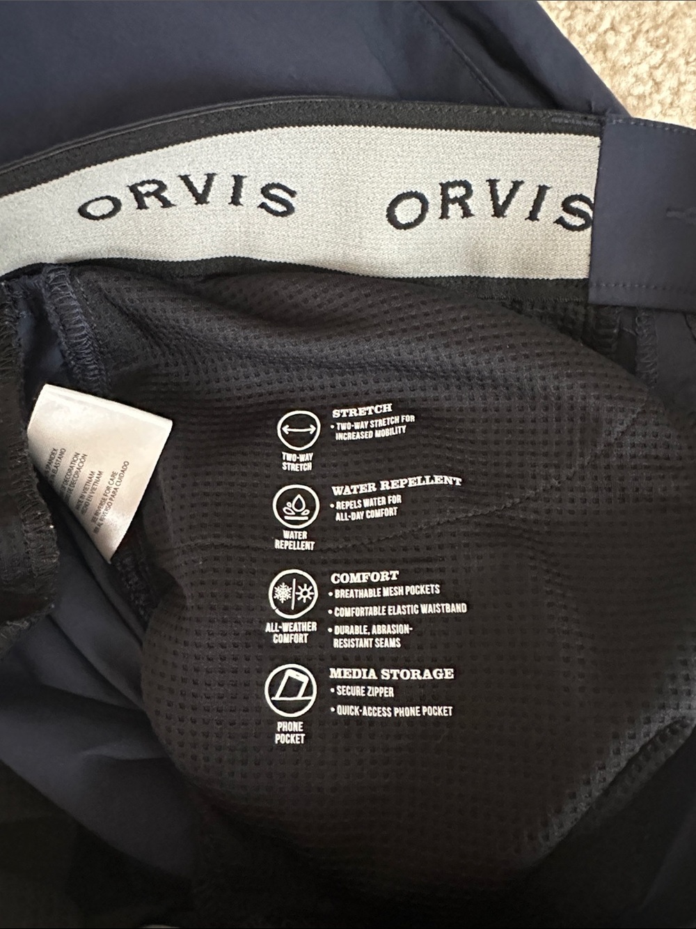 Men's Navy Stretch Casual Pants- Orvis - Picture 6 of 9